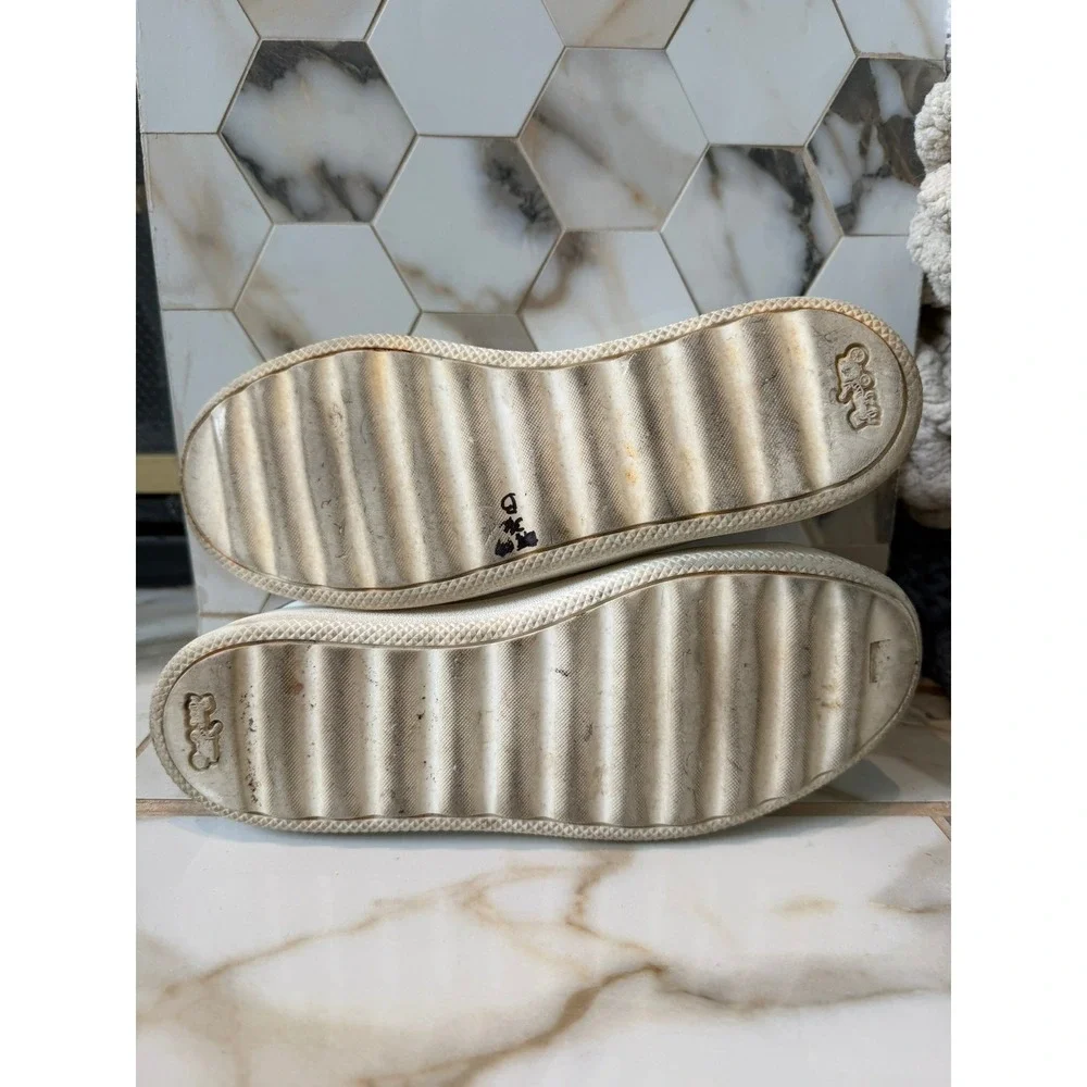 Coach C101 Sneakers Womens 10B White Silver Metallic Leather Low Top G3330